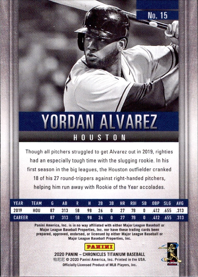 2020 Panini Chronicles Titanium #15 Yordan Alvarez RC Houston Astros