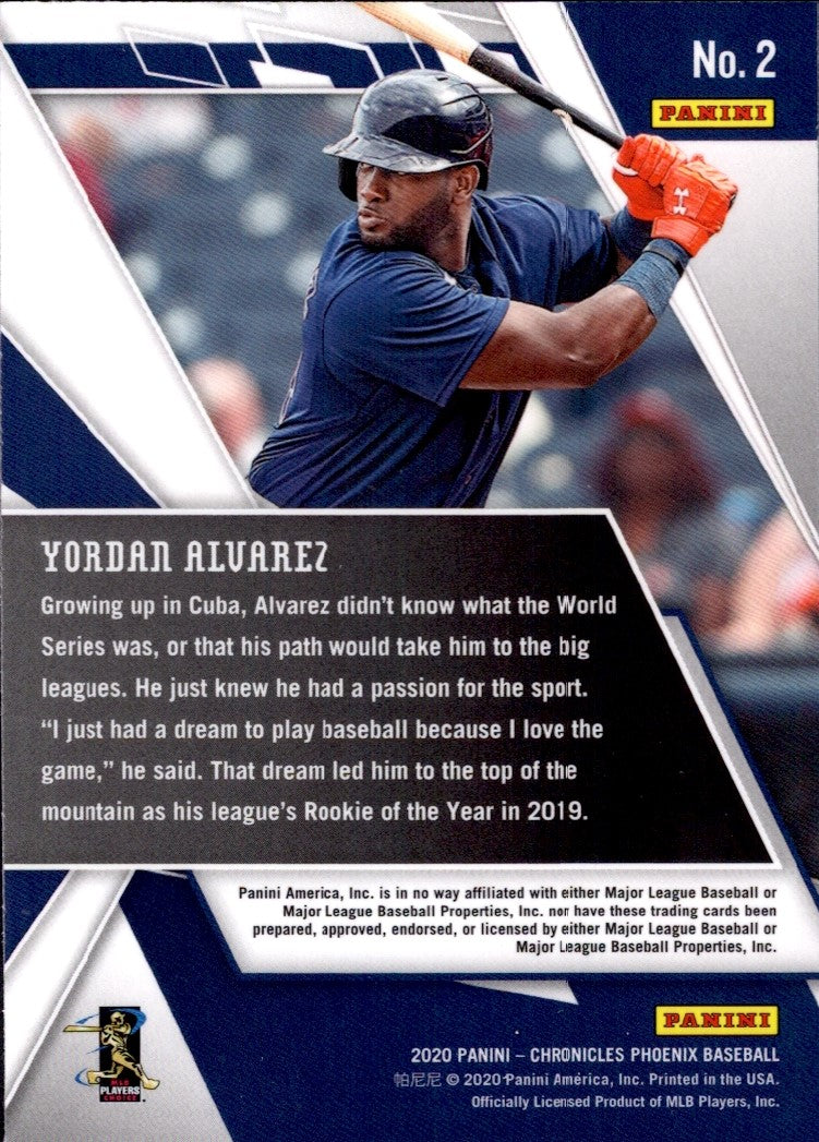 2020 Panini Chronicles Phoenix #2 Yordan Alvarez RC Houston Astros