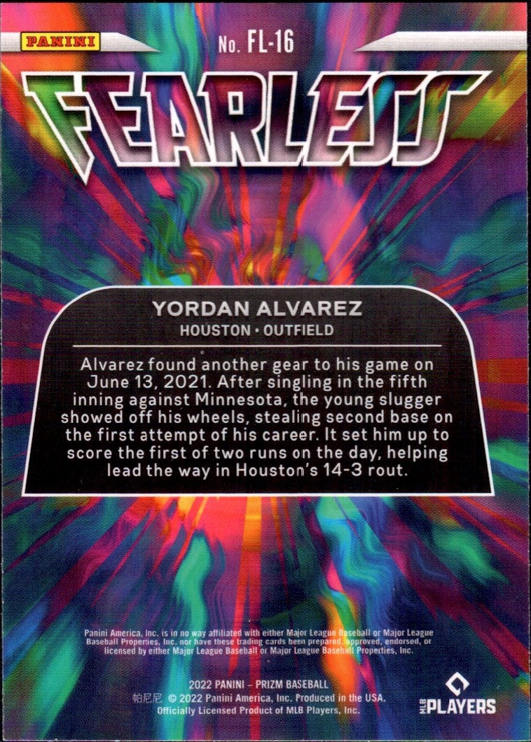 2022 Panini Prizm Fearless #FL-16 Yordan Alvarez Houston Astros