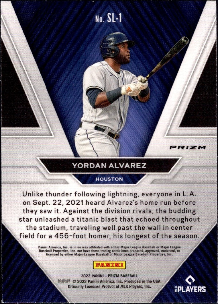 2022 Panini Prizm Sluggers Silver Prizm #SL-1 Yordan Alvarez Houston Astros