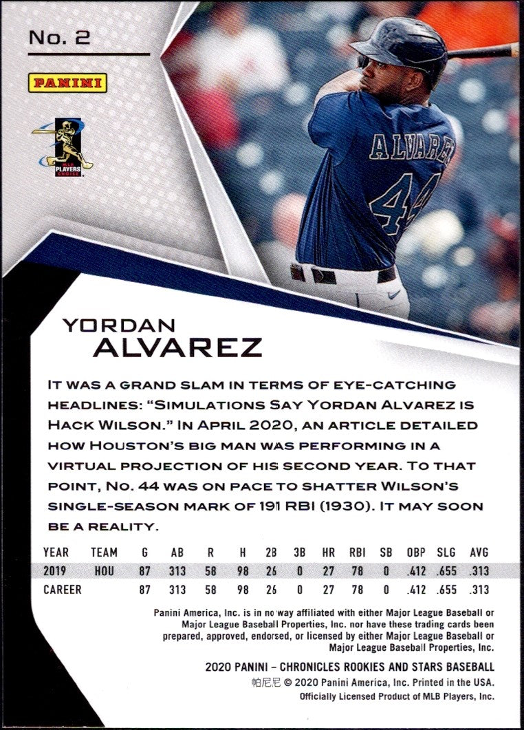 2020 Panini Chronicles Rookies & Stars #2 Yordan Alvarez RC Houston Astros