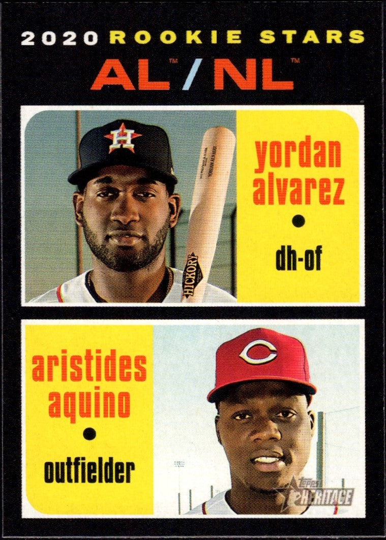 2020 Topps Heritage #54 AL/NL 2020 Rookie Stars Yordan Alvarez/Aristides Aquino