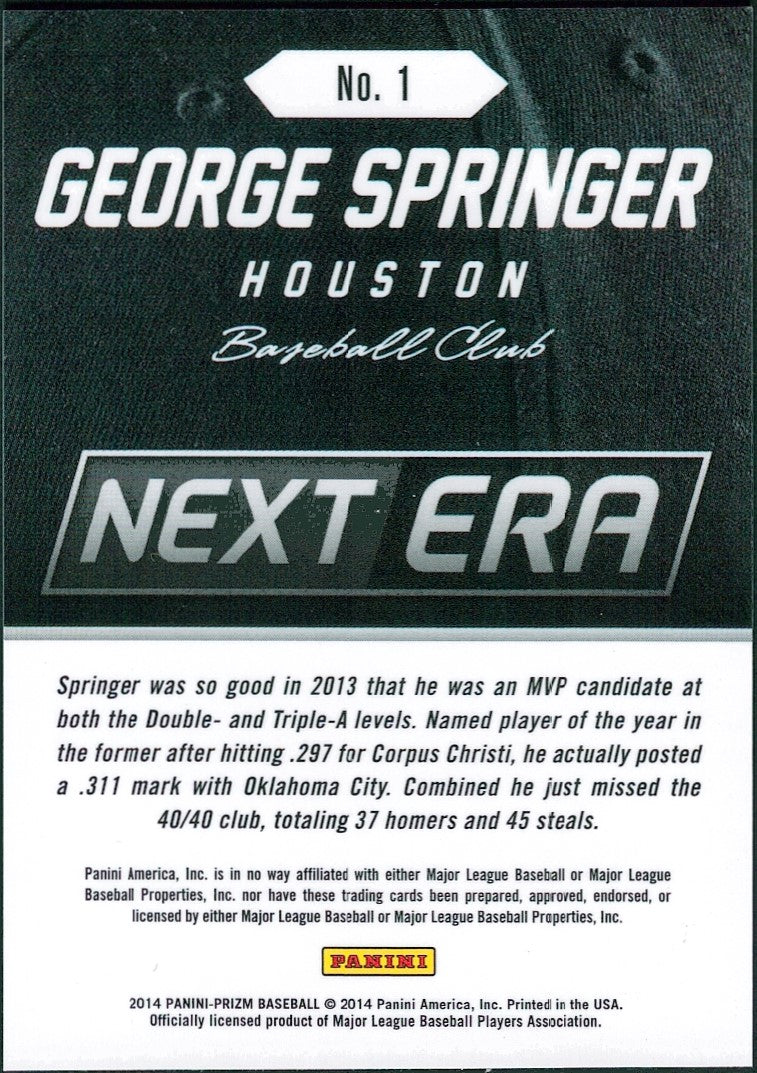 2014 Panini Prizm Next Era #1 George Springer Houston Astros