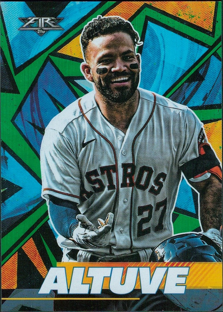 2021 Topps Fire Green #77 Jose Altuve #/199 Houston Astros