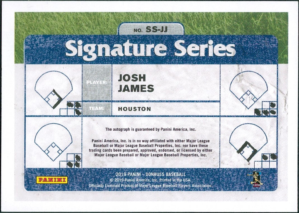 2019 Donruss Signature Series Blue #SS-JJ Josh James Auto #/99 Houston Astros