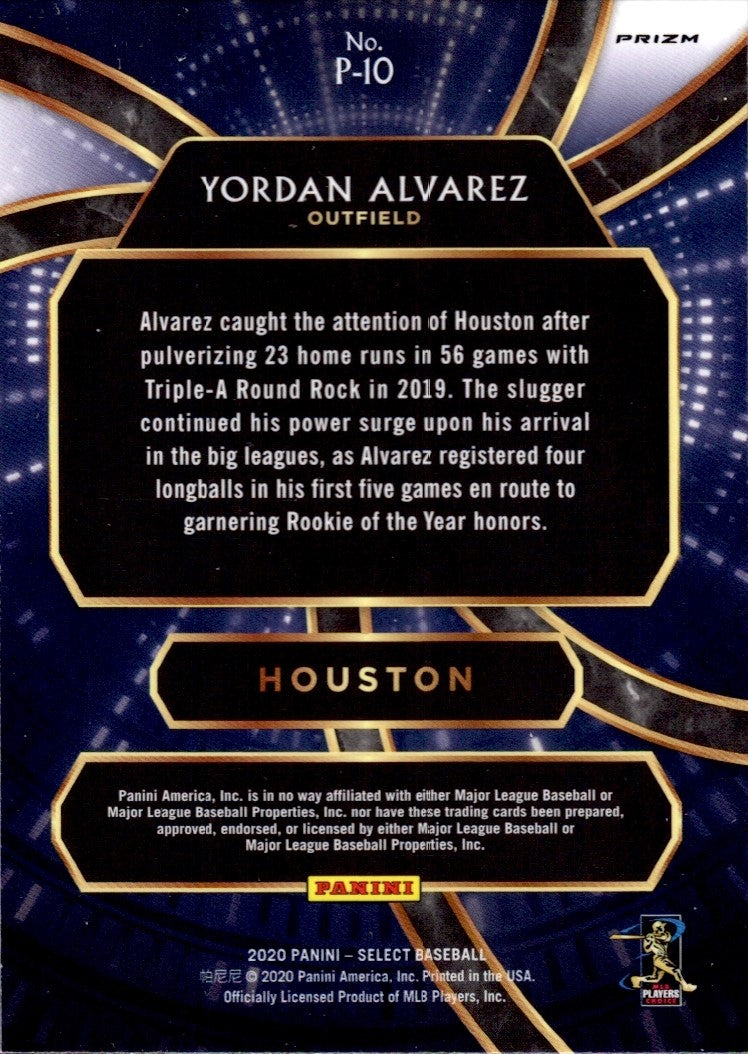 2020 Panini Select Phenomenon Holo #P-10 Yordan Alvarez Houston Astros