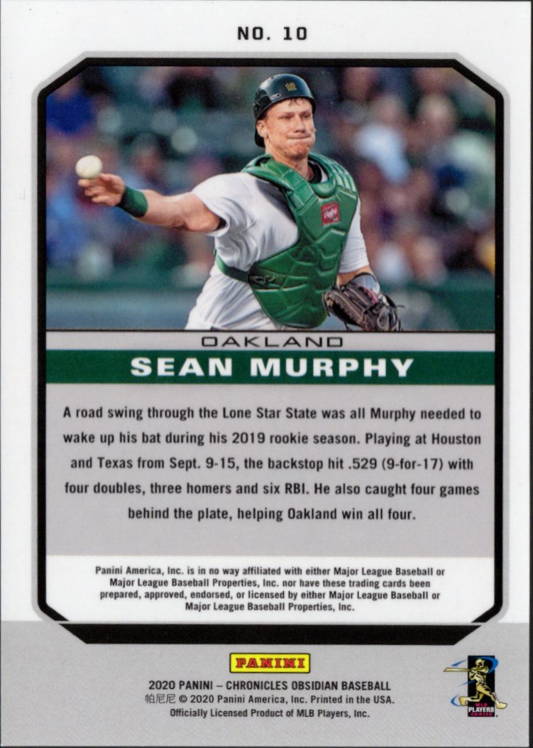 2020 Panini Chronicles Obsidian #10 Sean Murphy RC Oakland Athletics