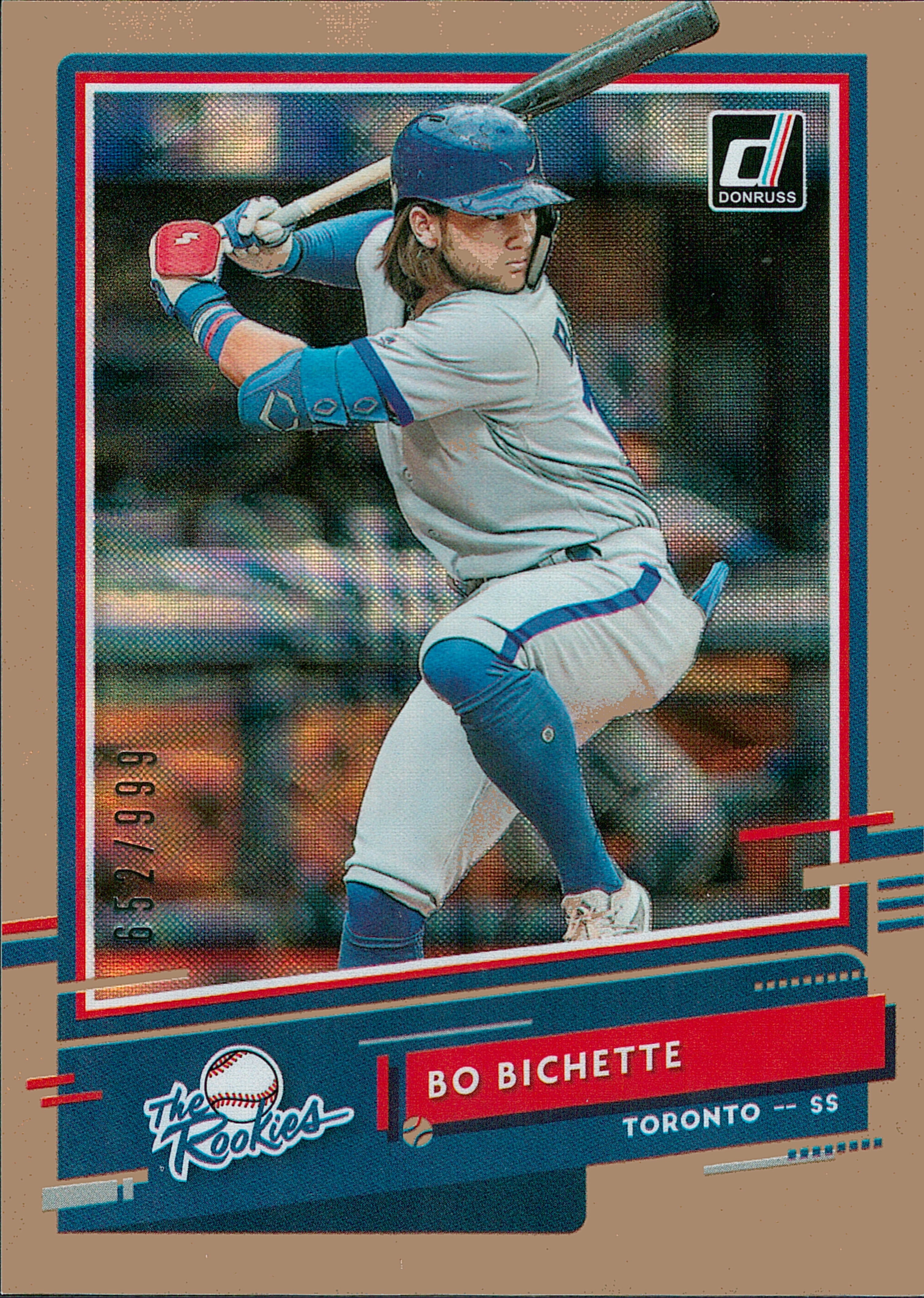 2020 Donruss The Rookies #R-6 Bo Bichette #/999 Toronto Blue Jays