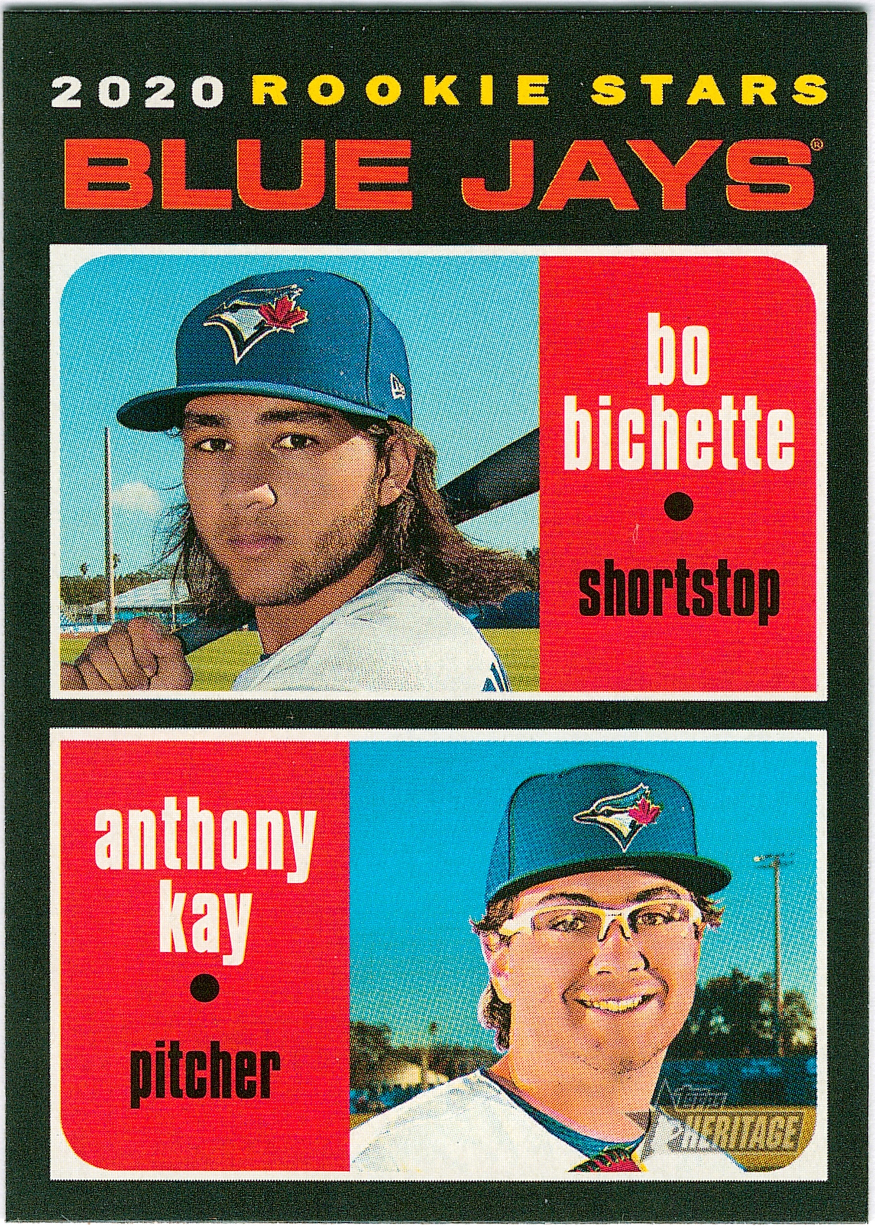 2020 Topps Heritage #52 Blue Jays Rookie Stars Bo Bichette / Anthony Kay
