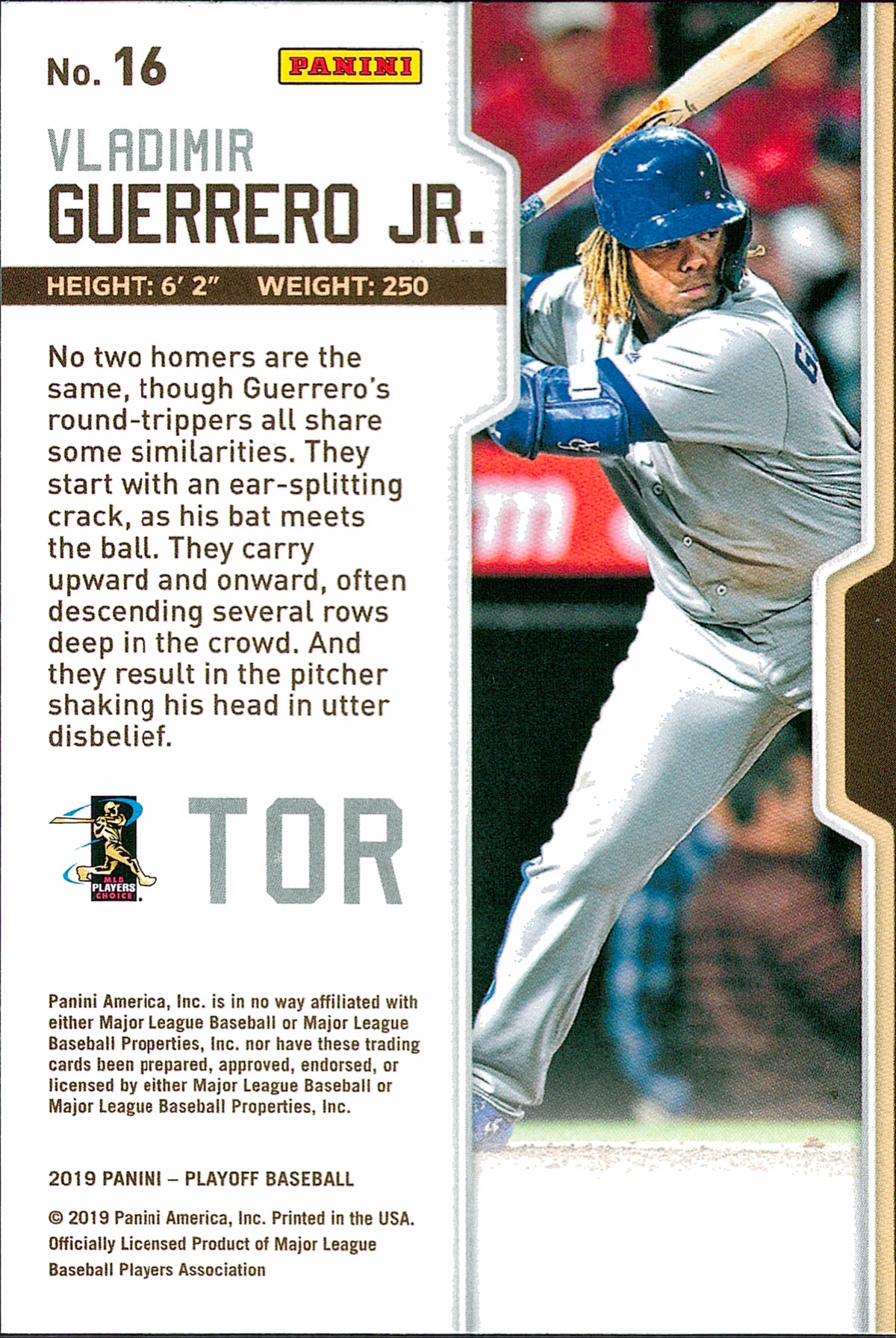 2019 Panini Chronicles Playoff #16 Vladimir Guerrero Jr. RC Toronto Blue Jays