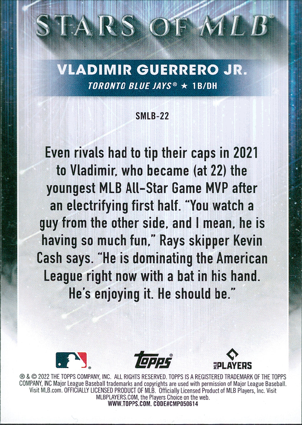 2022 Topps Stars of MLB #SMLB-22 Vladimir Guerrero Jr. Toronto Blue Jays