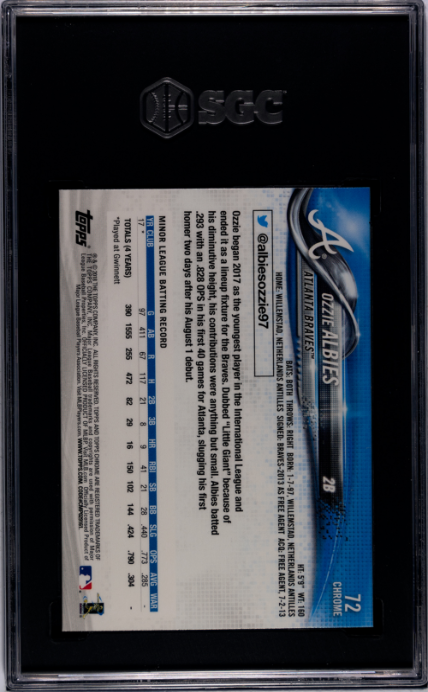 2018 Topps Chrome #72 Ozzie Albies SGC 9.5 Atlanta Braves
