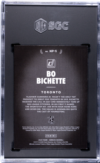 2020 Donruss Now Playing /999 #NP-5 Bo Bichette SGC 9 Toronto Blue Jays