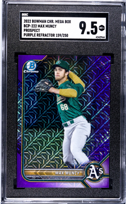 2022 Bowman Chrome Mega Box Pros. Purple Ref. /250 #BCP-222 Max Muncy SGC 9.5