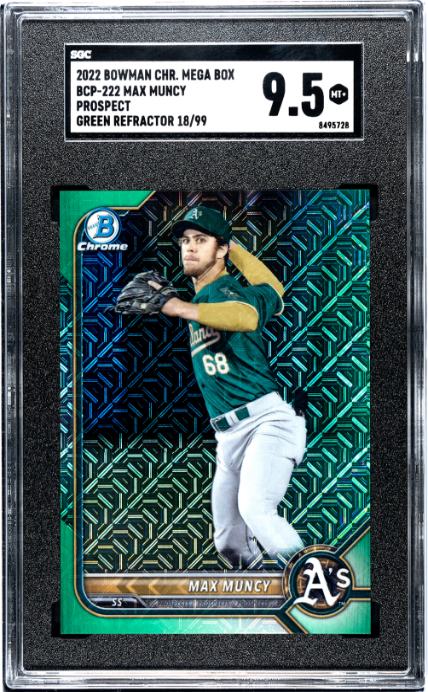 2022 Bowman Chrome Mega Box Prospect Green Ref. /99 #BCP-222 Max Muncy SGC 9.5