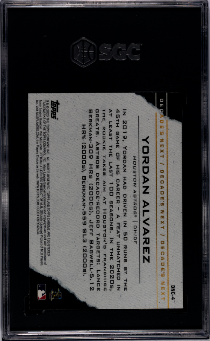 2020 Topps Chrome Update Decade's Next #DNC-4 Yordan Alvarez SGC 10 Astros