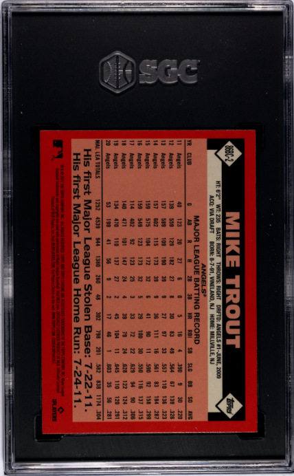 2021 Topps Chrome 86 Design #86BC-2 Mike Trout SGC 10 Los Angeles Angels