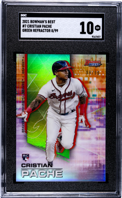 2021 Bowman's Best Green Refractor /99 #7 Cristian Pache SGC 10 Atlanta Braves