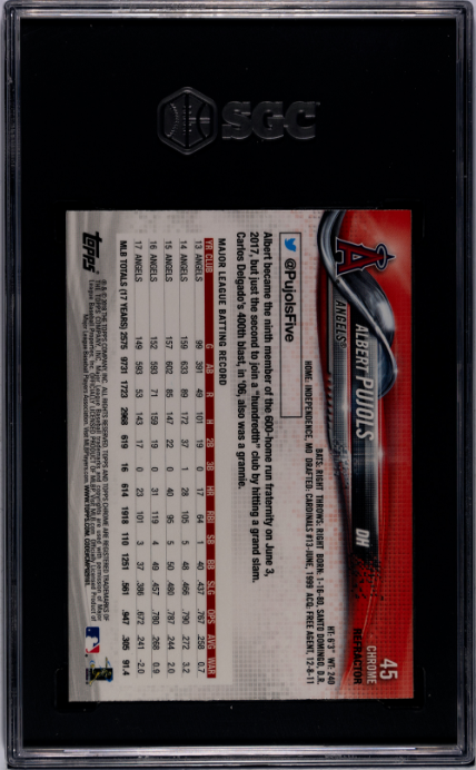 2018 Topps Chrome Sepia Refractor #45 Albert Pujols SGC 10 Los Angeles Angels
