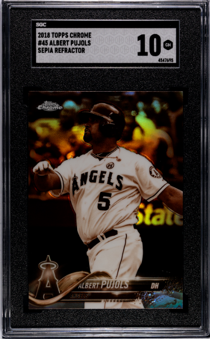 2018 Topps Chrome Sepia Refractor #45 Albert Pujols SGC 10 Los Angeles Angels