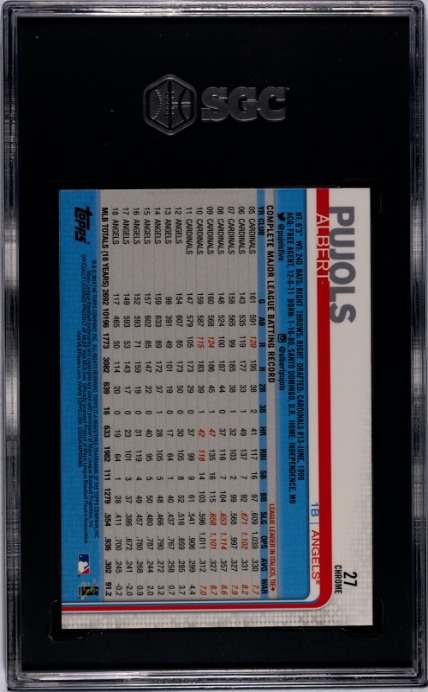 2019 Topps Chrome Prism Refractor #27 Albert Pujols SGC 10 Los Angeles Angels