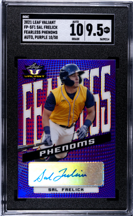 2021 Leaf Valiant Fearless Phenoms Auto. Purple /50 #FP-SF1 Sal Frelick SGC 9.5