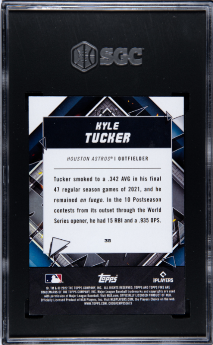 2022 Topps Fire Magenta /25 #38 Kyle Tucker SGC 9 Houston Astros