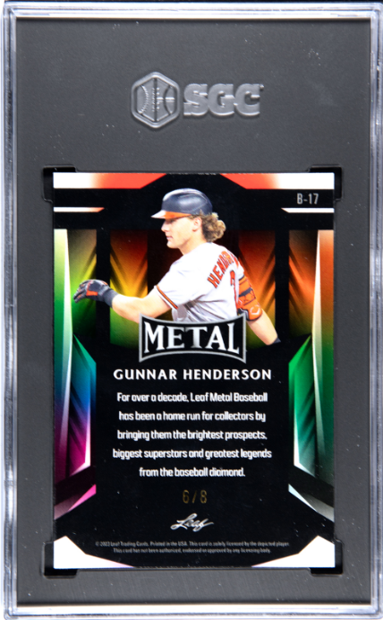2023 Leaf Metal Silver Crystal /8 #B-17 Gunnar Henderson SGC 10 Orioles