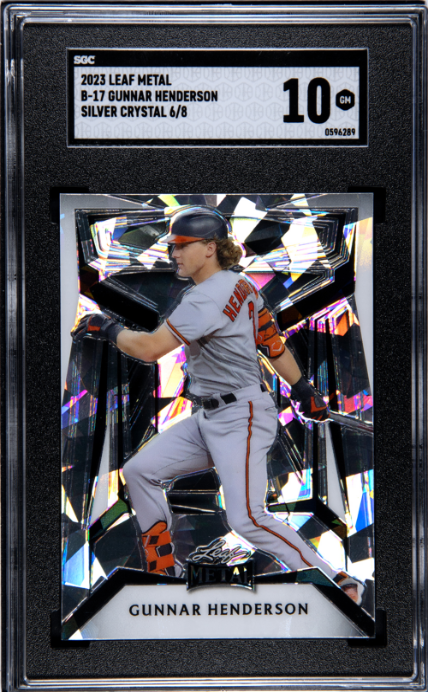 2023 Leaf Metal Silver Crystal /8 #B-17 Gunnar Henderson SGC 10 Orioles
