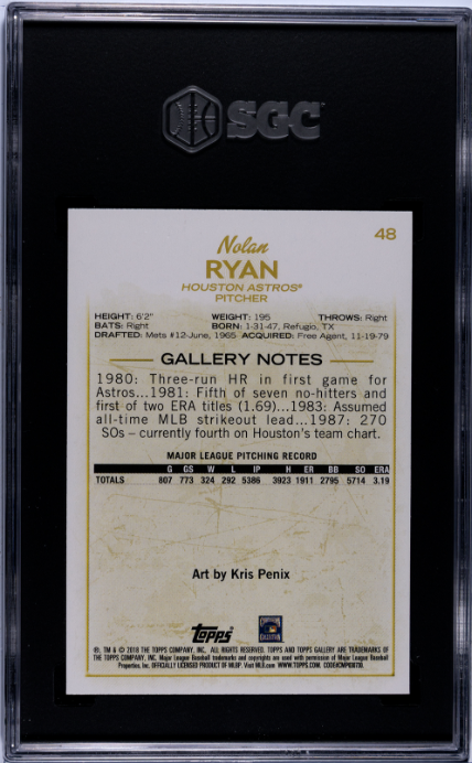 2018 Topps Gallery Artist Proof #48 Nolan Ryan SGC 9.5 Houston Astros