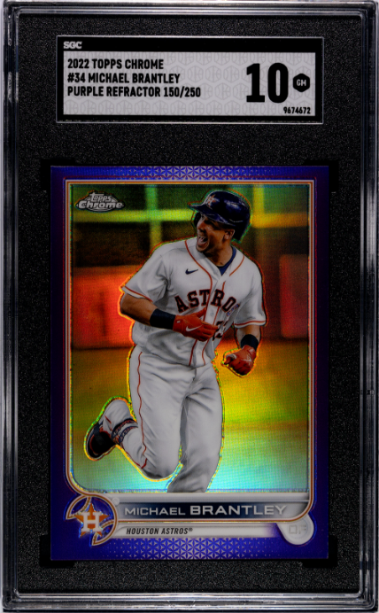 2022 Topps Chrome Purple Ref. /250 #34 Michael Brantley SGC 10 Houston Astros