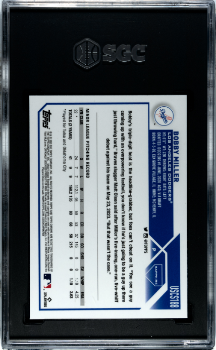 2023 Topps Chrome Update Sapphire #USCS188 Bobby Miller SGC 10 Dodgers