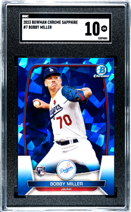 2023 Bowman Chrome Sapphire #7 Bobby Miller SGC 10 Los Angeles Dodgers