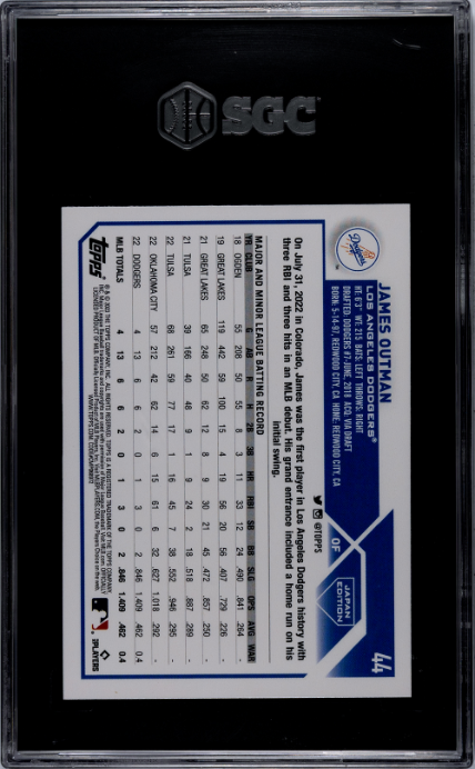 2023 Topps Japan Edition #44 James Outman SGC 10 Los Angeles Dodgers