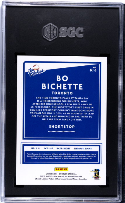 2020 Donruss The Rookies Blue /249 #R-6 Bo Bichette SGC 10 Toronto Blue Jays