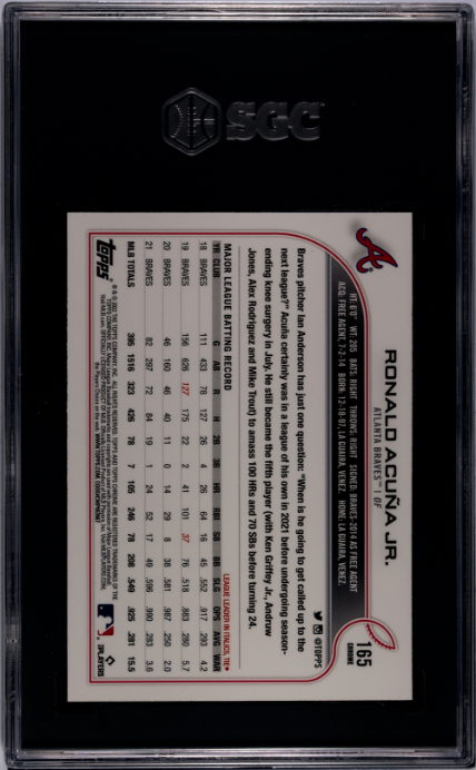 2022 Topps Chrome Pink Ref. #165 Ronald Acuna Jr. SGC 10 Atlanta Braves